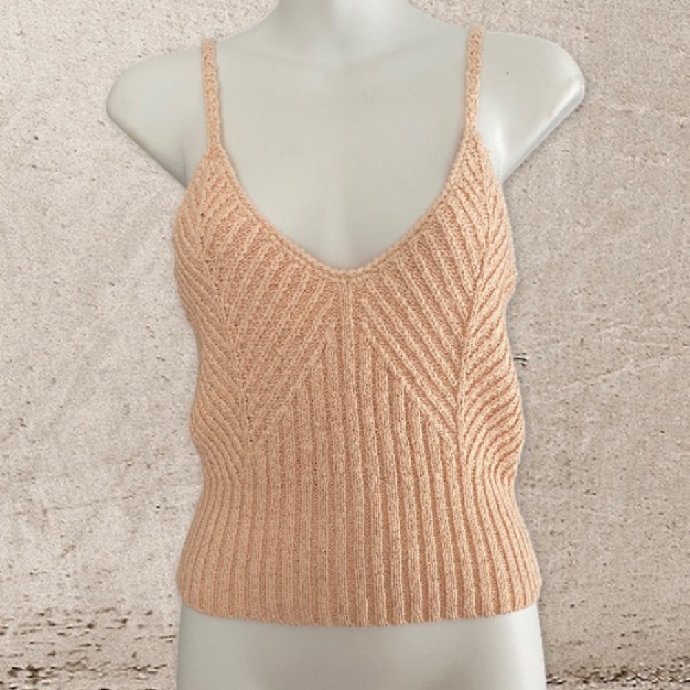 J. Crew pink knit cropped spaghetti strap sweater M